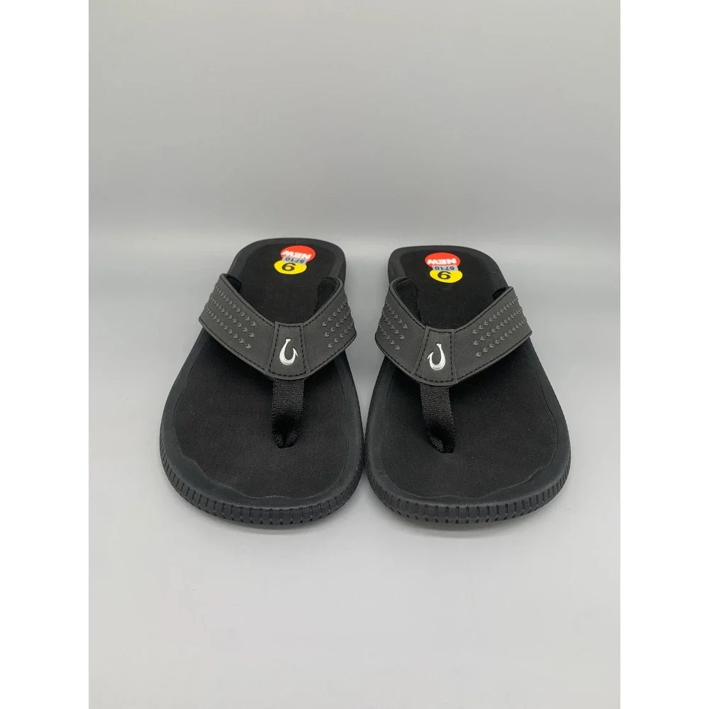 OluKai Ulele Black Sandals Flip Flops 10435-4040 Men's Sz 9 NEW!